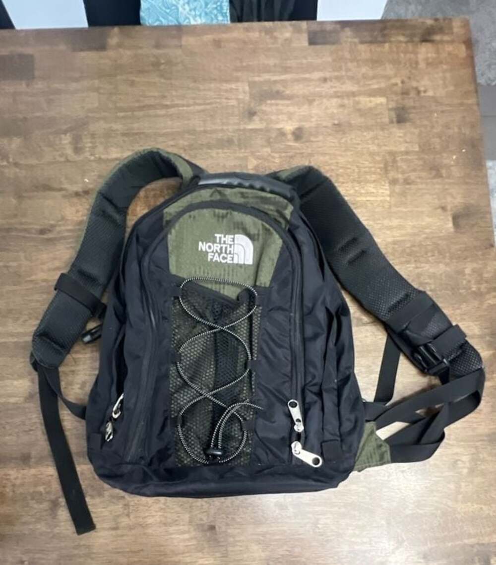 The North Face Black and Green Camo Daypack Backpack